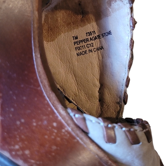 Frye Pepper Agate Stone Brown Wedges Platform Shoes Size 7 - Picture 7 of 13